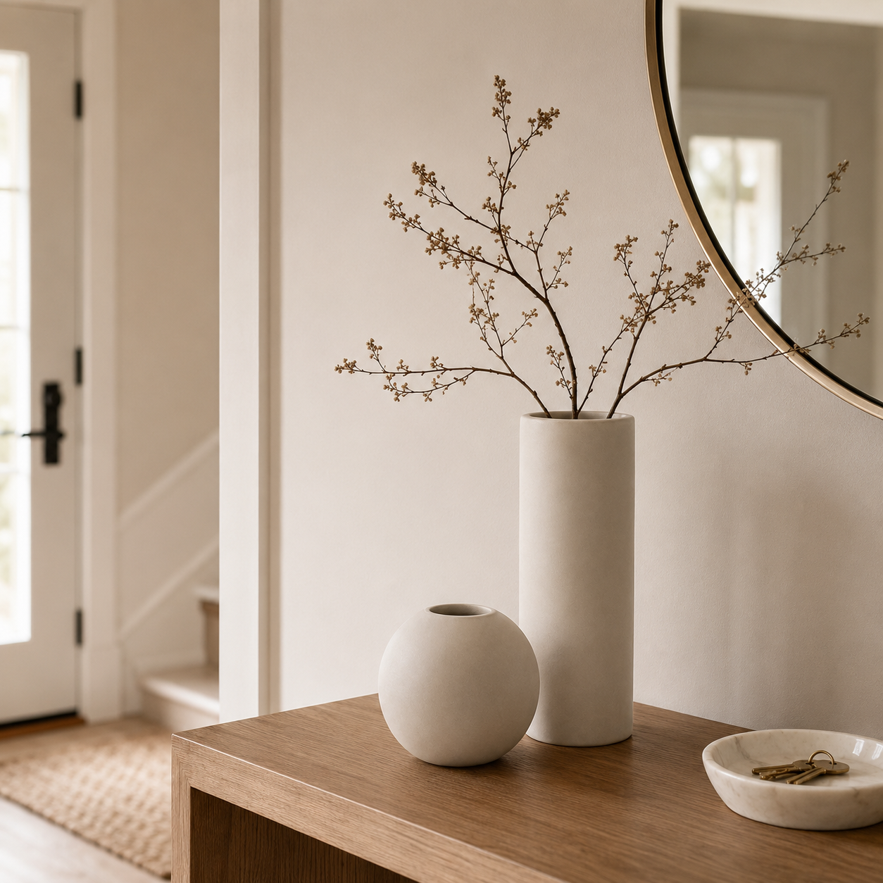 2-Piece Sculptural Ceramic Vase Set – Minimalist Neutral Home Decor