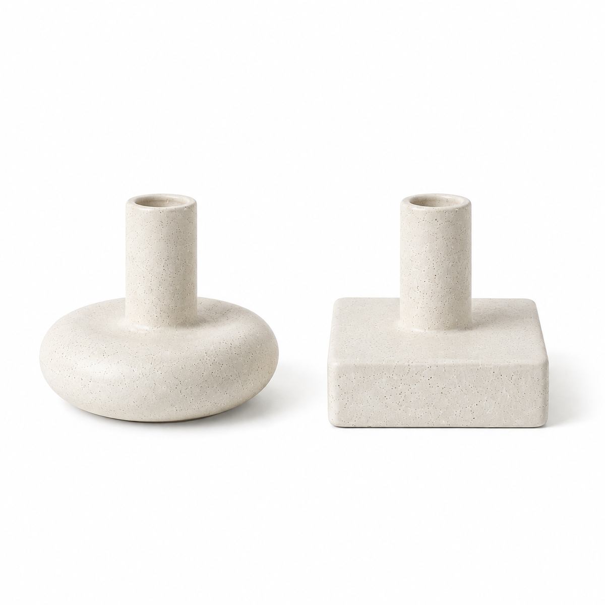 Minimalist Sculptural Taper Candle Holder – Modern Round & Square Decor