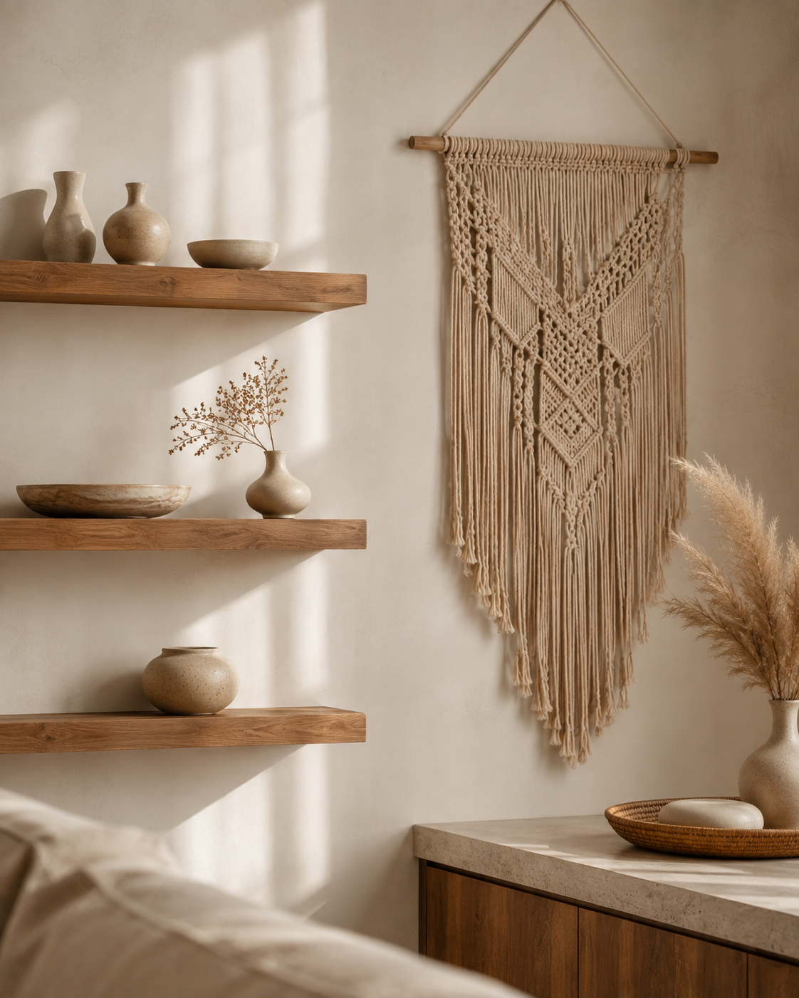 Natural wall and shelf decor