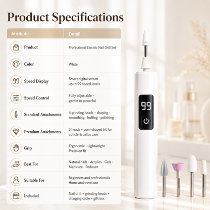 Pralune® Professional Electric Nail Drill Kit – Digital Speed Control for Manicures & Pedicures