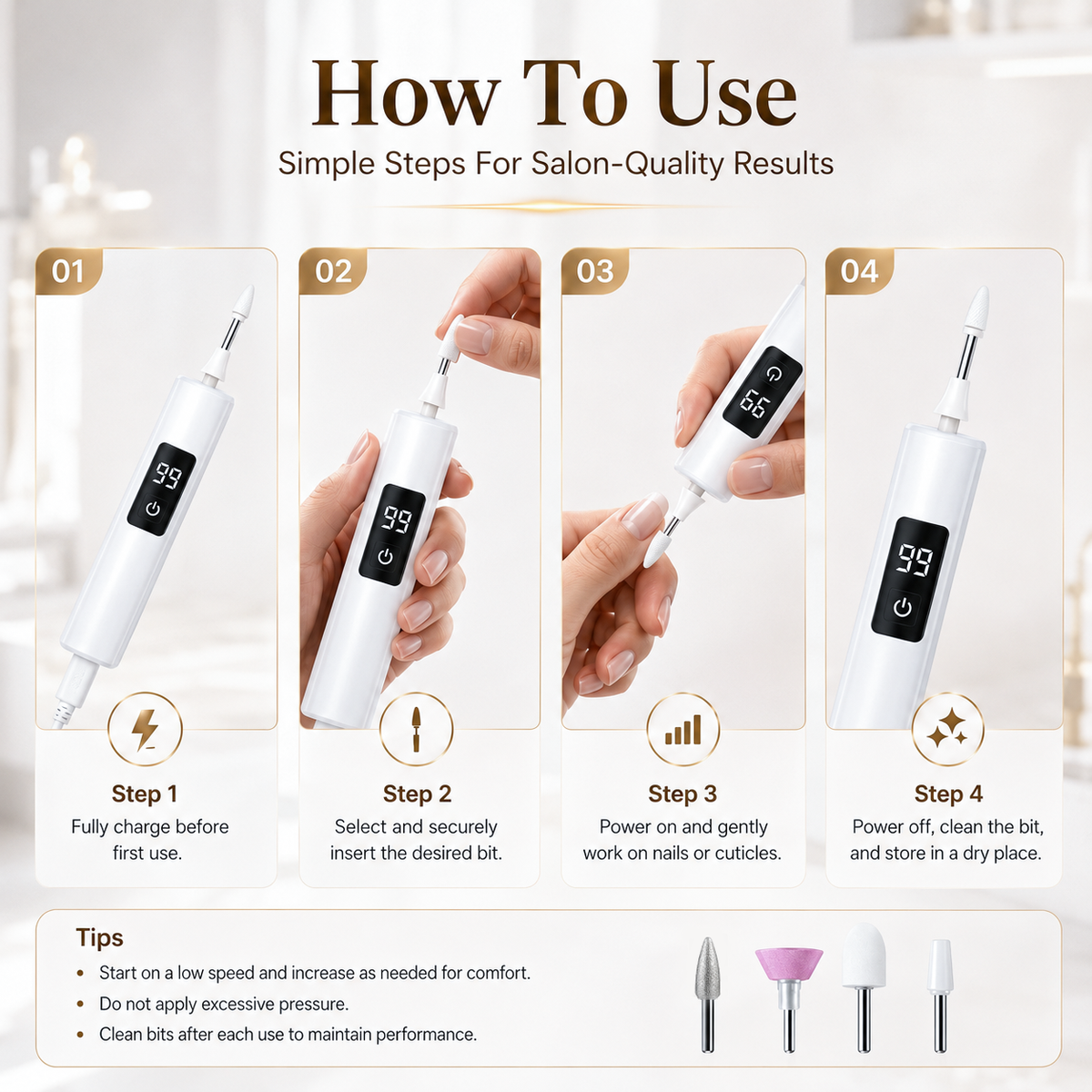 Pralune® Professional Electric Nail Drill Kit – Digital Speed Control for Manicures & Pedicures