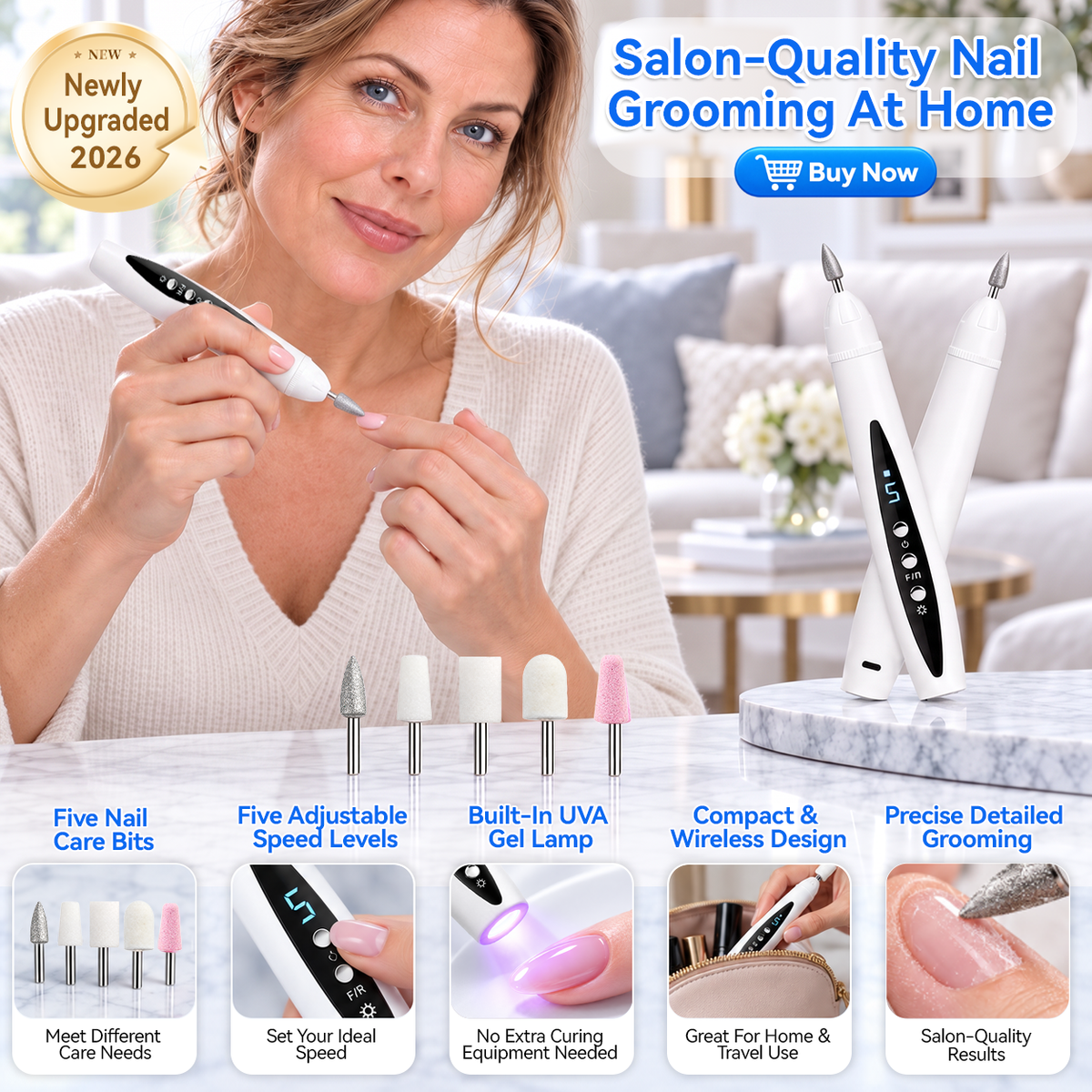 ⭐Pralune® Upgraded Multi-Function Nail & Callus Care Pen With UVA Light––👣 Callus & 💅Nail