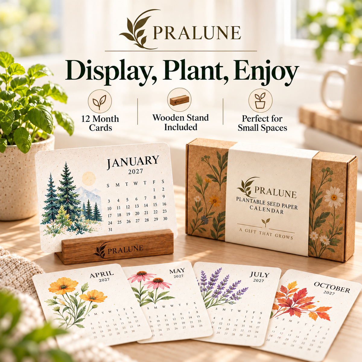 🌱Pralune® Seed Paper Calendar – 12 Months of Botanical Beauty