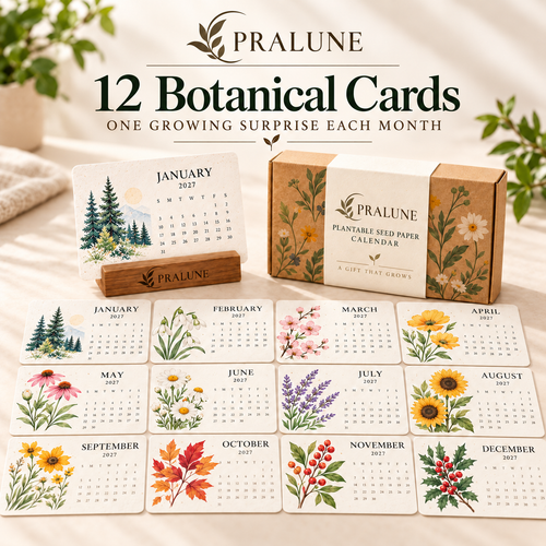 🌱Pralune® Seed Paper Calendar – 12 Months of Botanical Beauty