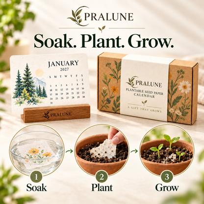 🌱Pralune® Seed Paper Calendar – 12 Months of Botanical Beauty