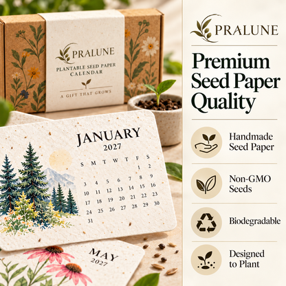 🌱Pralune® Seed Paper Calendar – 12 Months of Botanical Beauty