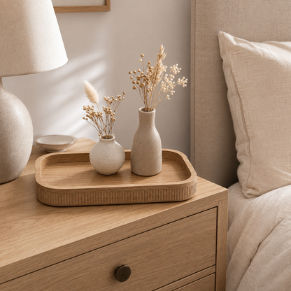 3-Piece Sculptural Vase & Decorative Tray Set – Warm Neutral Tabletop Decor