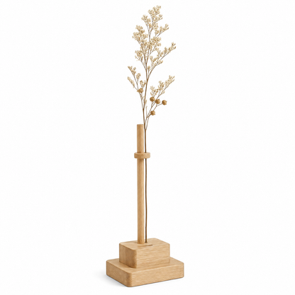 Minimalist Wooden Single-Stem Vase – Japandi Dried Flower Holder & Shelf Decor