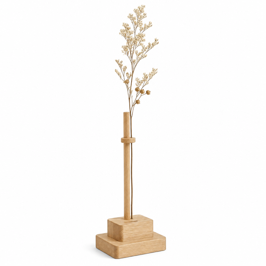 Minimalist Wooden Single-Stem Vase – Japandi Dried Flower Holder & Shelf Decor