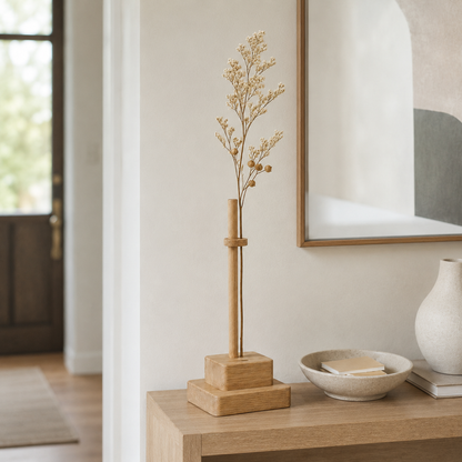 Minimalist Wooden Single-Stem Vase – Japandi Dried Flower Holder & Shelf Decor