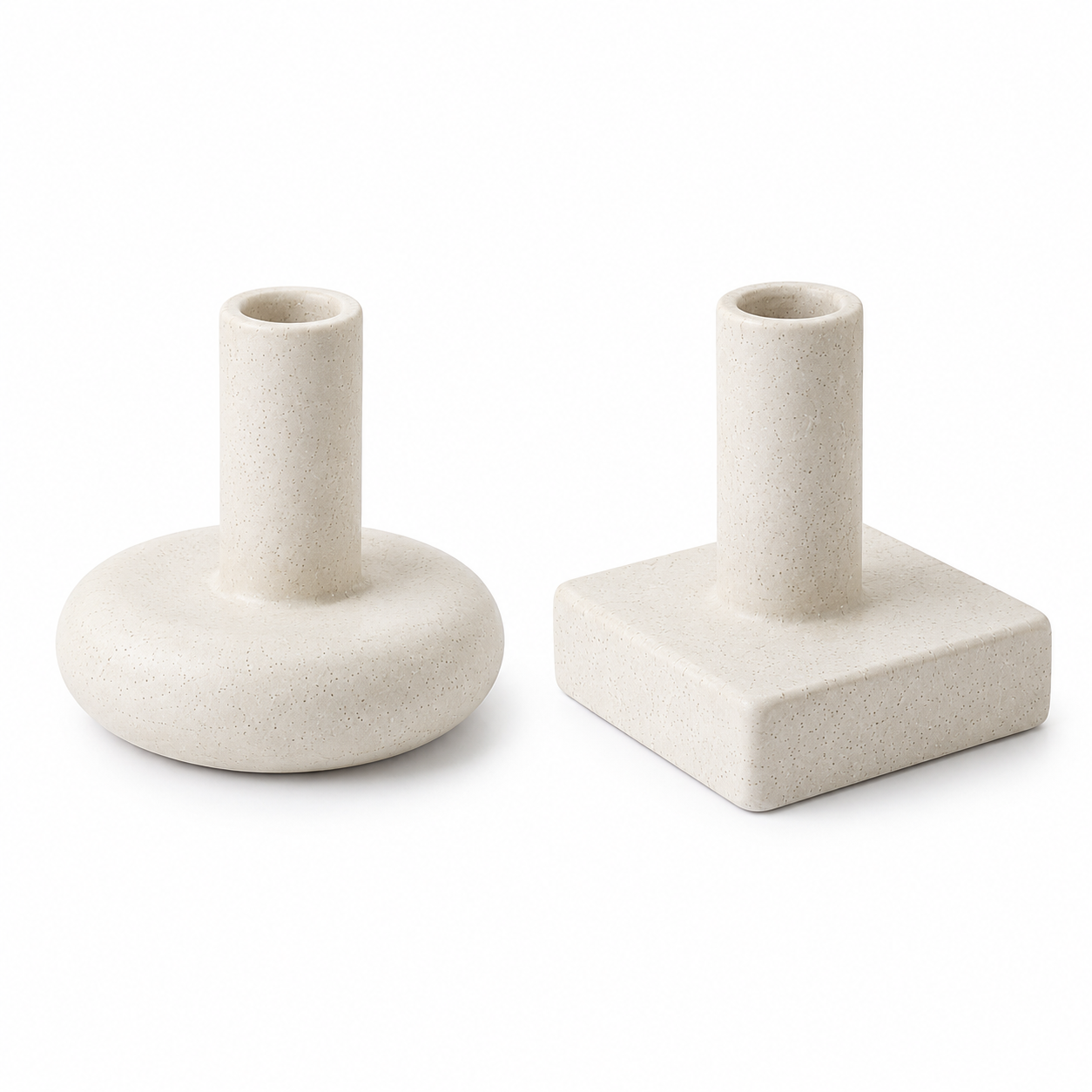 Minimalist Sculptural Taper Candle Holder – Modern Round & Square Decor