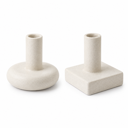 Minimalist Sculptural Taper Candle Holder – Modern Round & Square Decor
