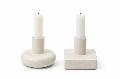 Minimalist Sculptural Taper Candle Holder – Modern Round & Square Decor