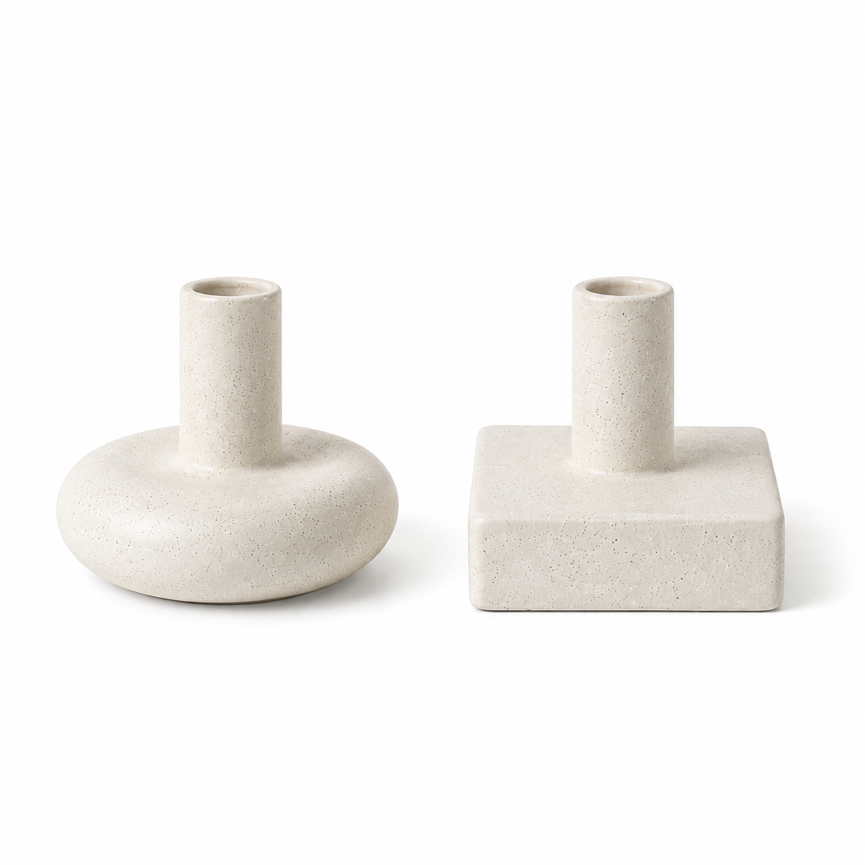 Minimalist Sculptural Taper Candle Holder – Modern Round & Square Decor