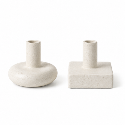 Minimalist Sculptural Taper Candle Holder – Modern Round & Square Decor