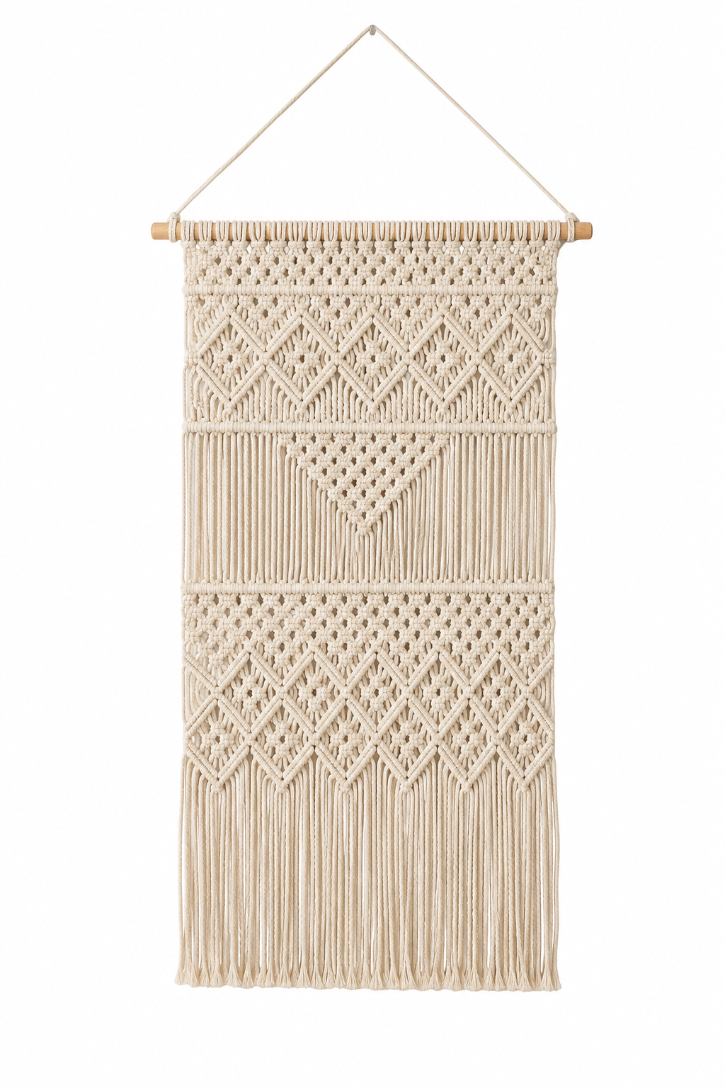Handwoven Macramé Wall Hanging – Boho Woven Tapestry with Tassels