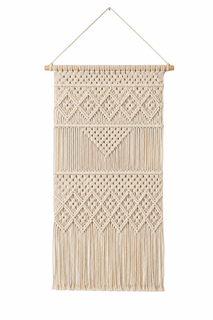 Handwoven Macramé Wall Hanging – Boho Woven Tapestry with Tassels
