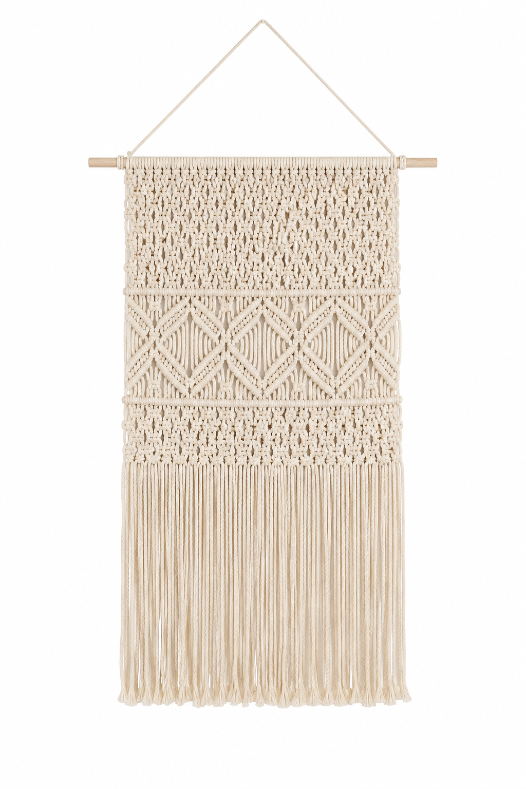 Handwoven Macramé Wall Hanging – Boho Woven Tapestry with Tassels