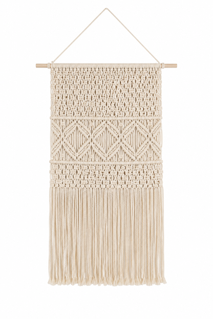 Handwoven Macramé Wall Hanging – Boho Woven Tapestry with Tassels