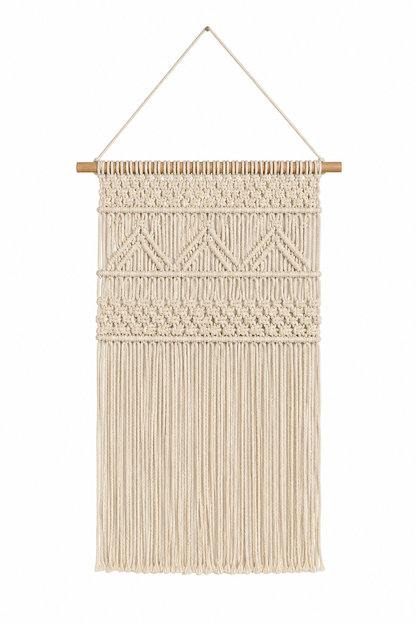 Handwoven Macramé Wall Hanging – Boho Woven Tapestry with Tassels