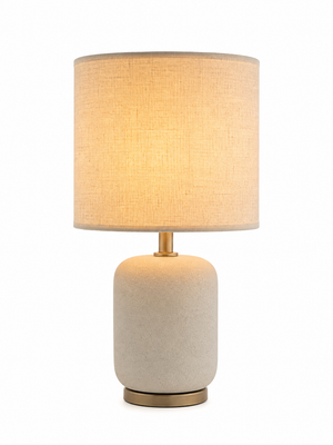 Modern Textured Table Lamp – Warm Neutral Bedside & Living Room Accent