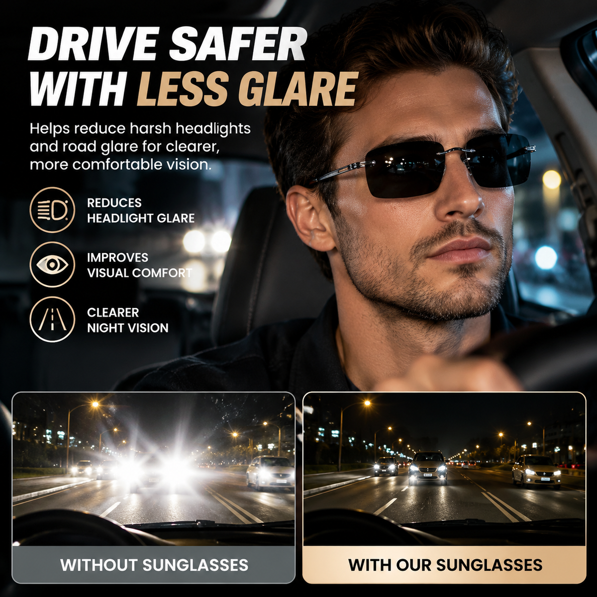 Pralune®Rimless Polarized Sunglasses for Men & Women – Lightweight Modern Style for Driving, Fishing & Outdoor Wear