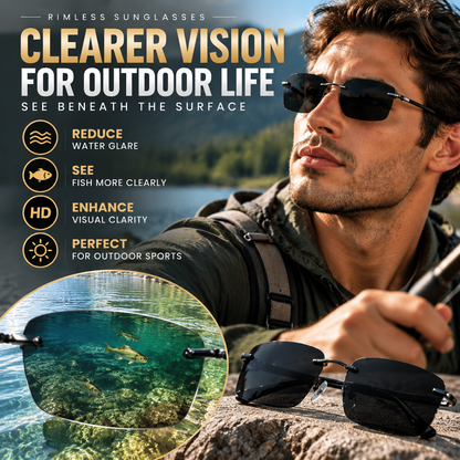 Pralune®Rimless Polarized Sunglasses for Men & Women – Lightweight Modern Style for Driving, Fishing & Outdoor Wear
